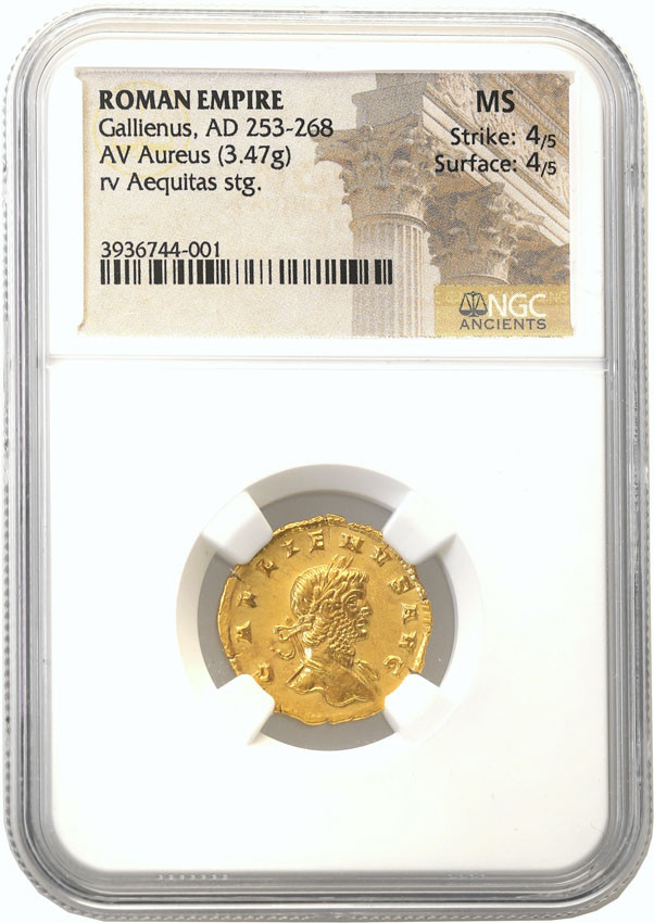 Cesarstwo Rzymskie. Gallienus AV-aureus AD 253-268 NGC MS 4/5